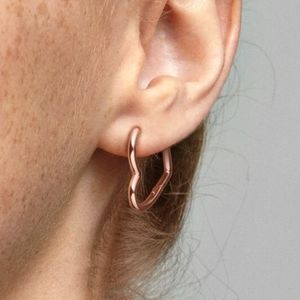 PANDORA Rose Gold heart-shaped, hoop earrings